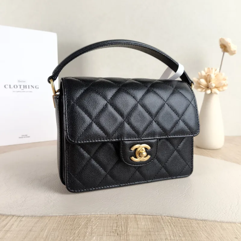 Chanel Crossbody Bag Black with Gold-Tone Hardware Grained Calfskin Small 19 × 6 × 15 cm — cover view 4 of 5