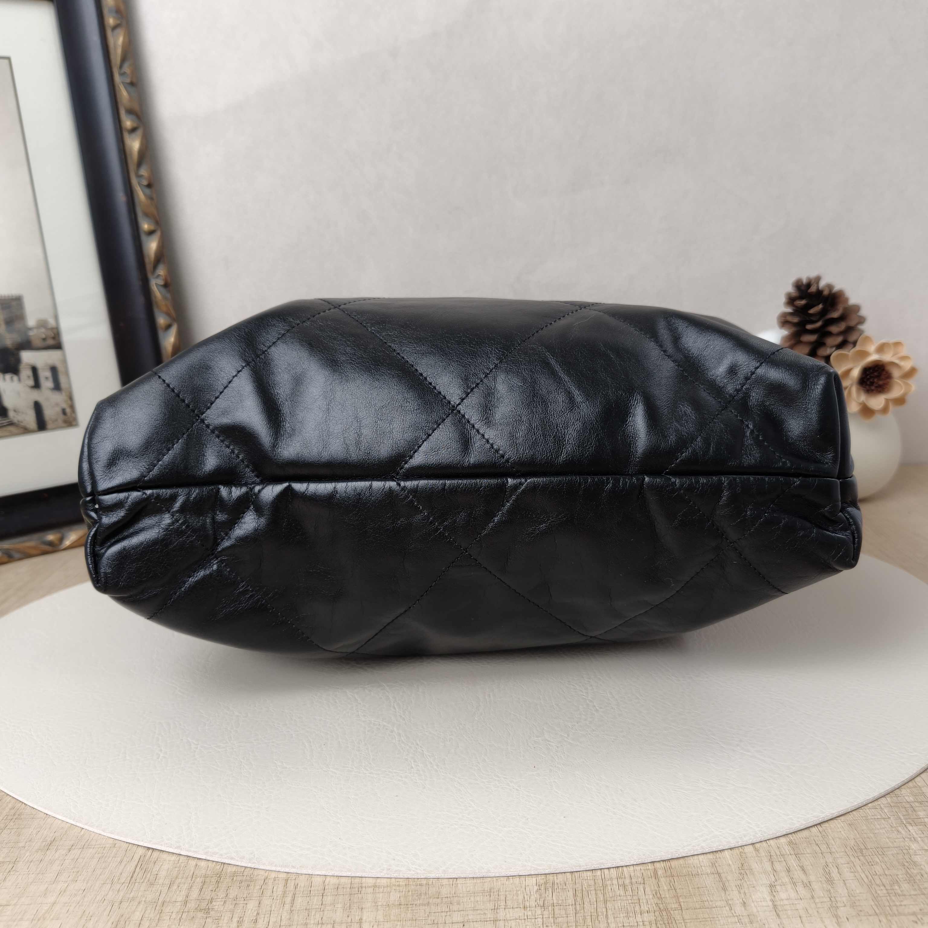 Chanel 22bag Small Black with Gold-Tone Hardware Calfskin Microchip Edition · Inner Pouch · 35 × 7 × 37 cm — cover view 3 of 9