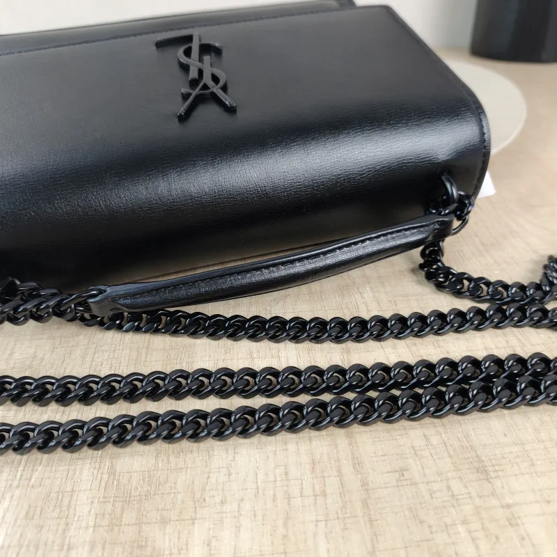 SAINT LAURENT Crossbody Bag SUNSET Black Calfskin Medium 22 × 6.5 × 16 cm — detail view 6 of 13