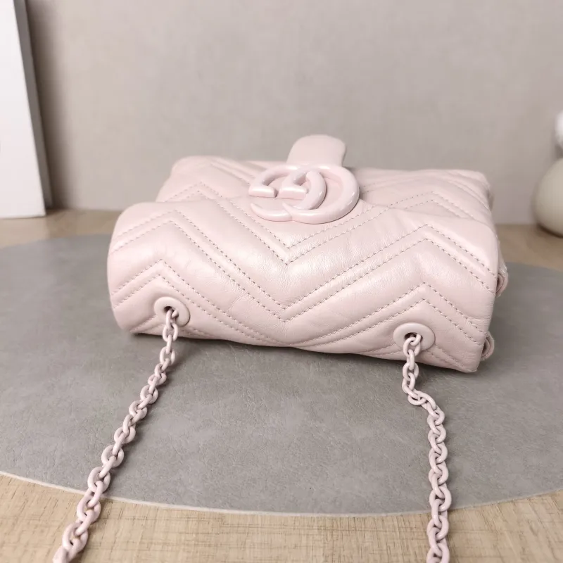 GUCCI Crossbody Bag GG Marmont Marmont Shoulder Bag Pink Calfskinmini20 × 6.5 × 12 cm — detail view 12 of 16