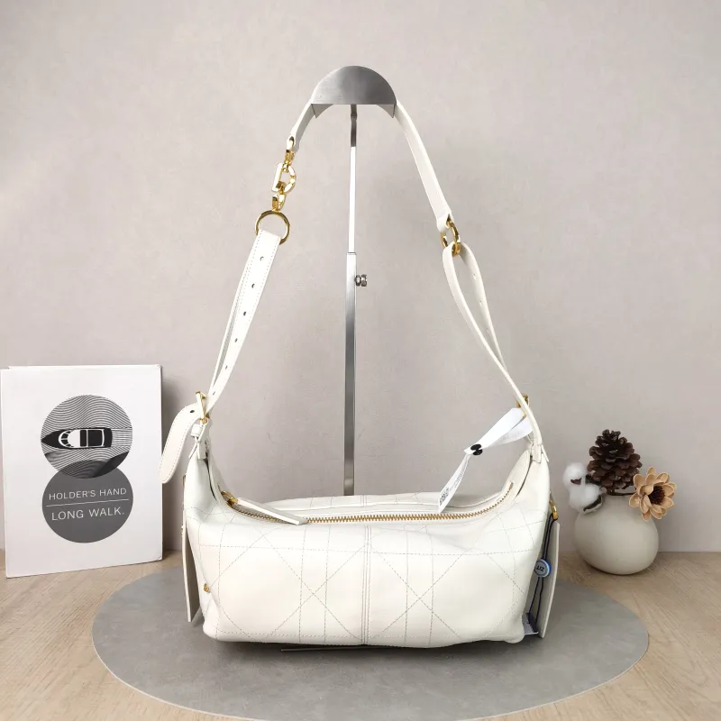 DIOR Shoulder Bag D-Journey Shoulder Bag Hobo White Calfskin Small25.5 × 14 × 14.5 cm
