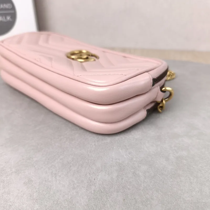GUCCI Crossbody Bag GG Marmont Marmont Camera Bag Pink Calfskin One Size 19 × 5 × 10 cm — detail view 7 of 9