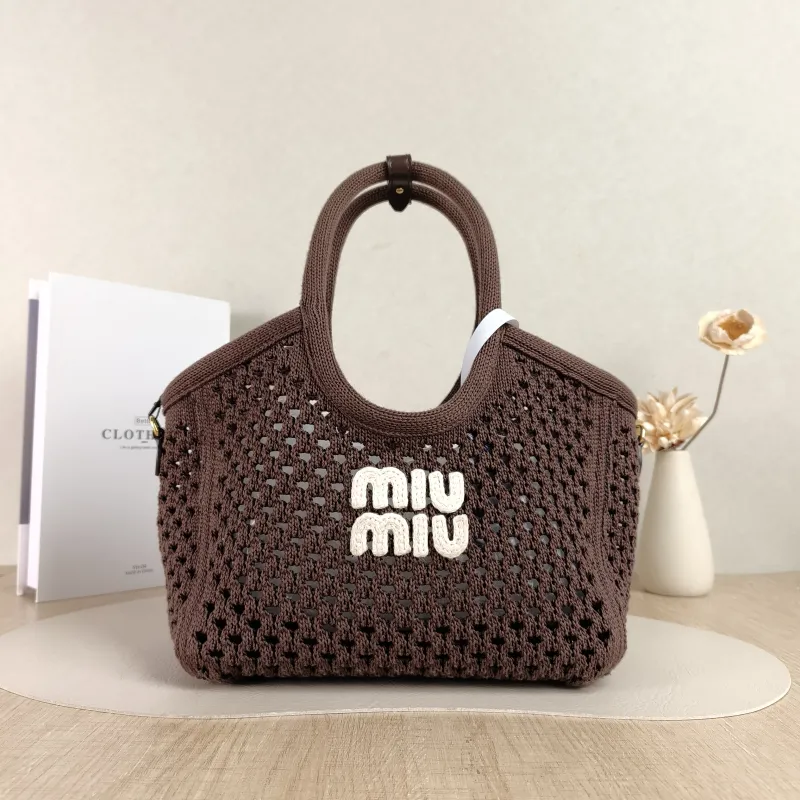 Miumiu Shoulder Bag IVY Tote Shopping Tote Woven Small22 × 12 × 23.5 cm