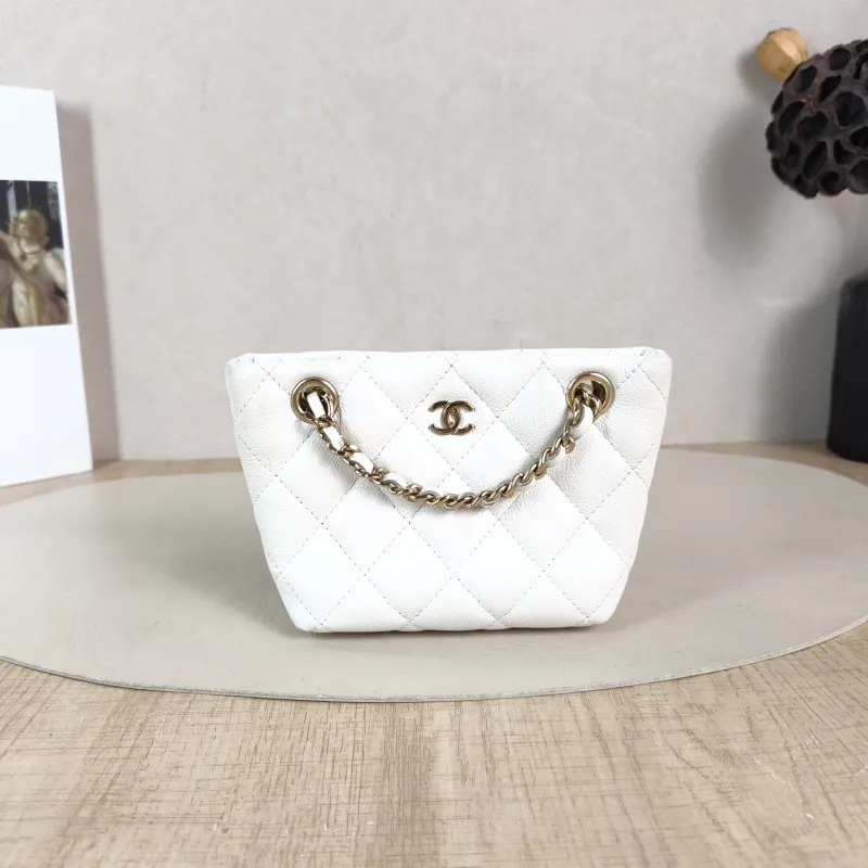 Chanel Shoulder Bag mini tote White Grained Calfskin 15 × 4 × 10 cm