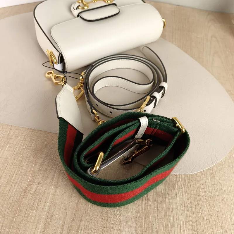 GUCCI Crossbody Bag Horsebit 1955 Horsebit Small White Calfskin Small 20.5 × 5 × 14.5 cm — detail view 6 of 8