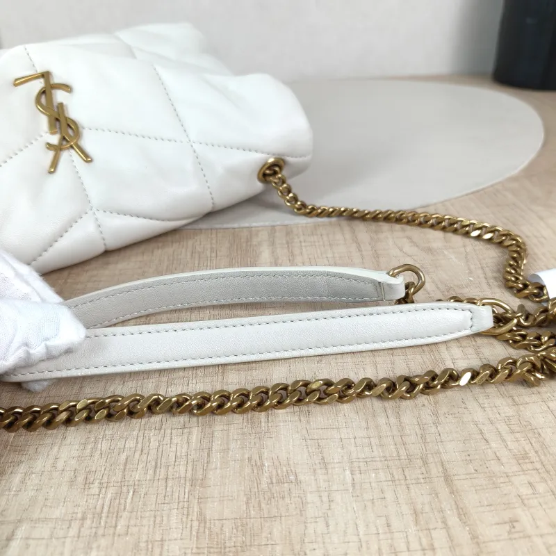 SAINT LAURENT Crossbody Bag LOULOU PUFFER White Lambskin Mini 23 × 8.5 × 15.5 cm — detail view 4 of 12