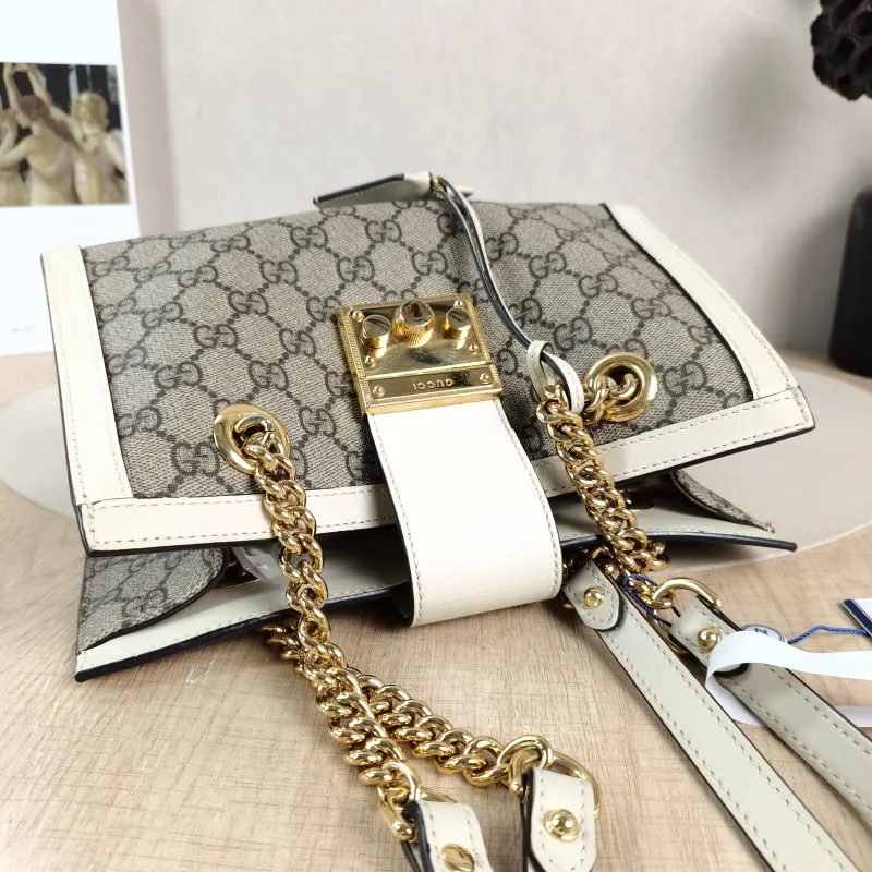 GUCCI Shoulder Bag Padlock Tote White Monogram PVC Medium 26 × 10 × 18 cm — detail view 11 of 12