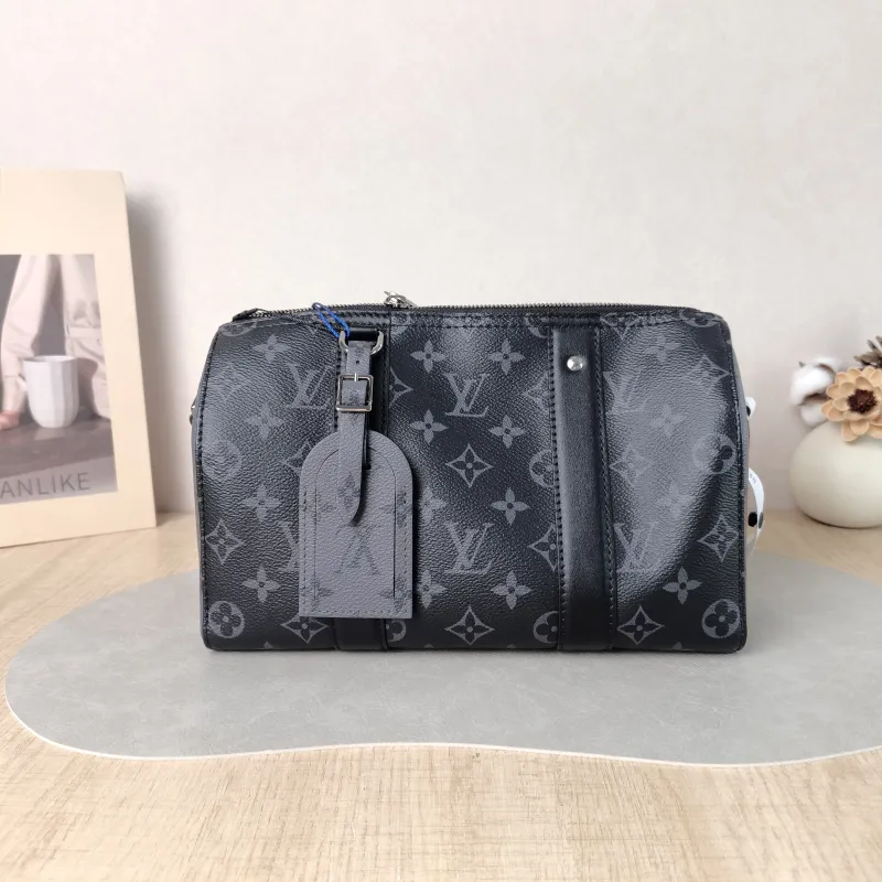 Louis Vuitton Crossbody Bag City Keepall Black PVC Medium 27 × 13 × 17 cm