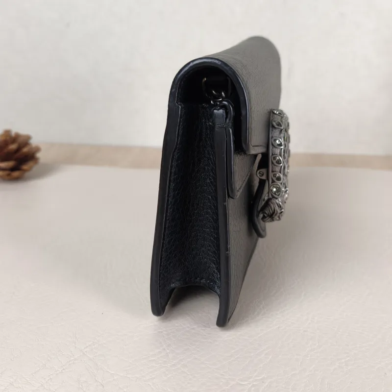 GUCCI Crossbody Bag Dionysus Black Calfskin Mini 16.5 × 4.5 × 10 cm — detail view 12 of 13