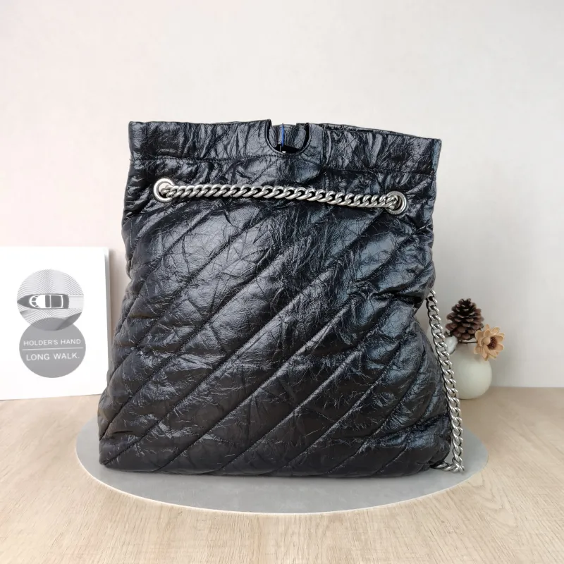 BALENCIAGA Crossbody Bag Crush Black Waxed Leather Large35 × 14 × 37 cm — cover view 4 of 5