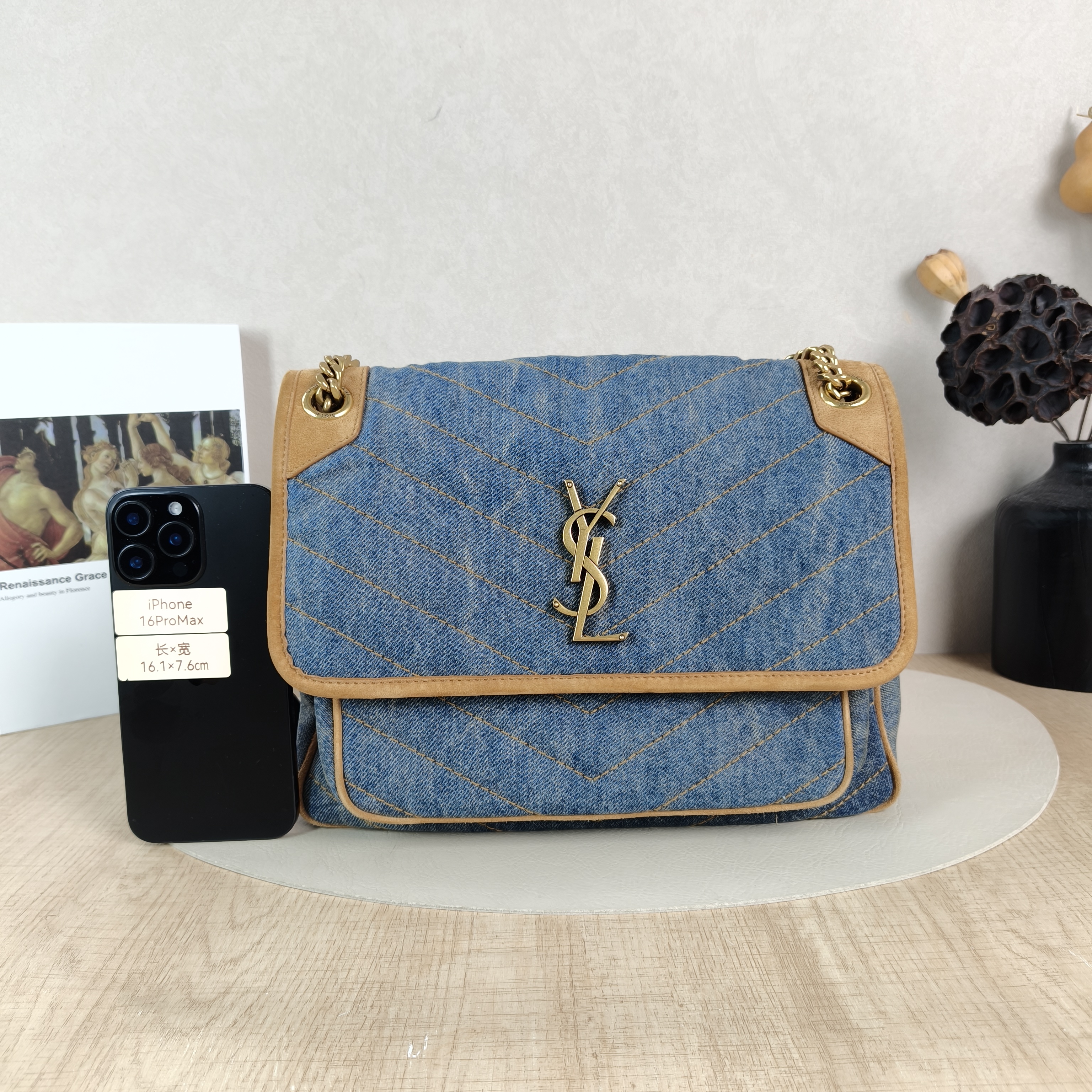 SAINT LAURENT Crossbody Bag Niki Blue Brown D Medium28 × 8.5 × 20 cm — cover view 5 of 5