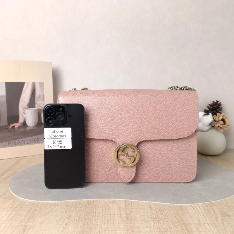 GUCCI Crossbody Bag Collection Crossbody Bag Pink Calfskin 28 × 7 × 18 cm — cover view 3 of 5