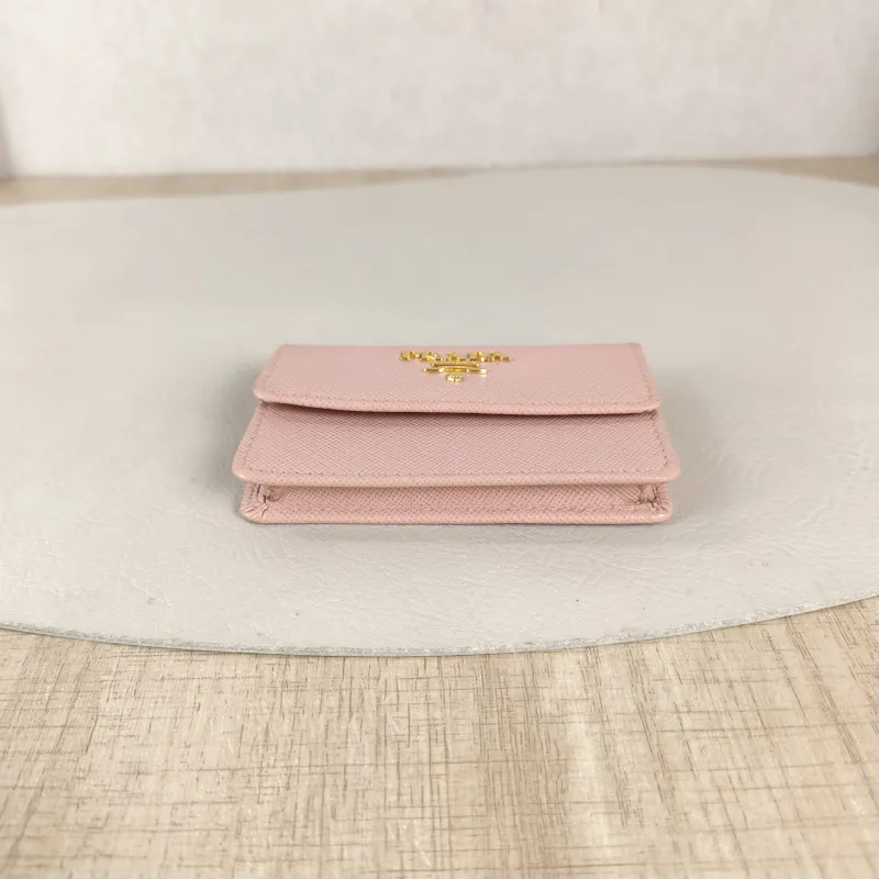 PRADA Wallet Cardholder Pink Calfskin 9.8 × 1.5 × 6.5 cm — cover view 4 of 5
