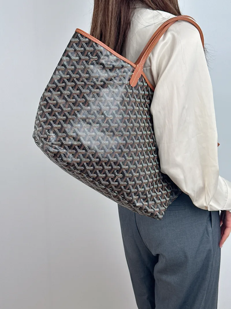 GOYARD Shoulder Bag SAINT LOUIS Shopping Tote Brown ine Canvas Small 34 × 15 × 28 cm — on-model view 1 of 2