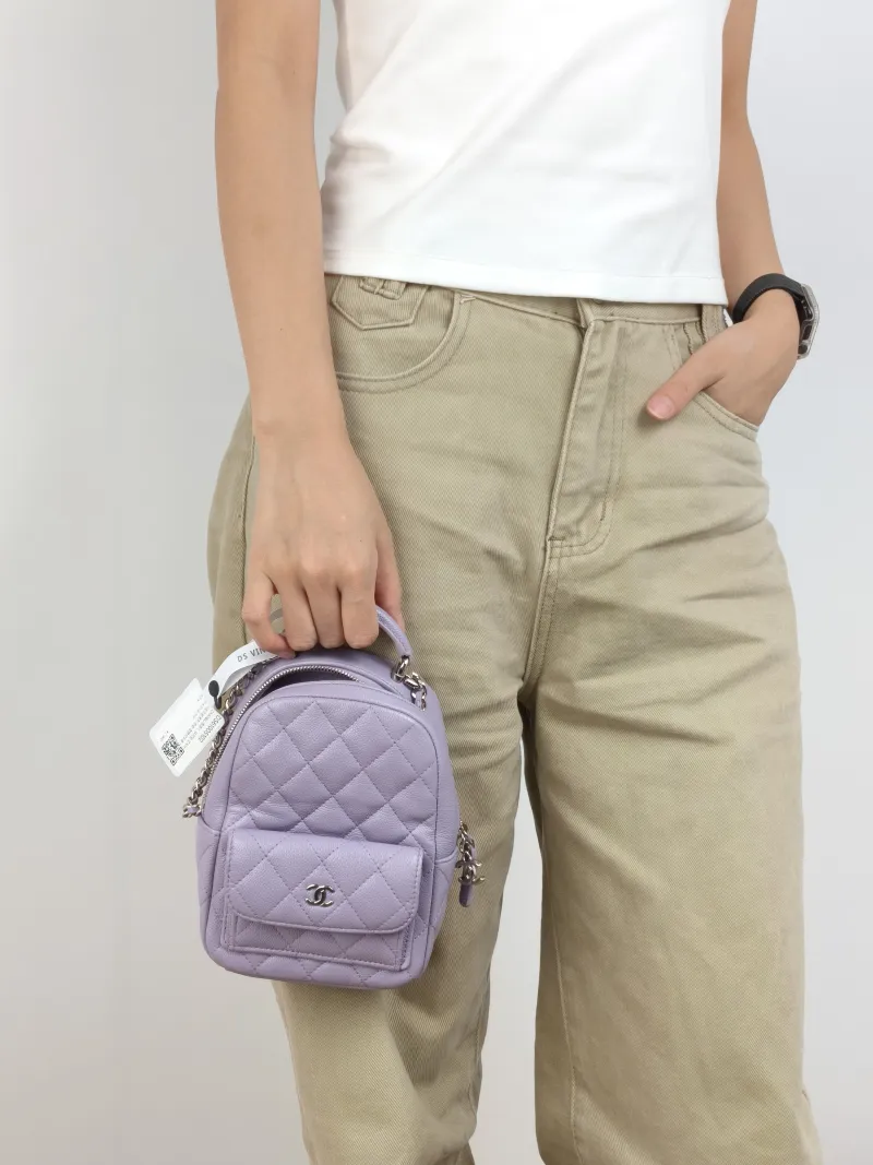 Chanel Backpack mini Backpack Collection Grained Calfskin 13 × 6.5 × 18 cm — on-model view 2 of 3