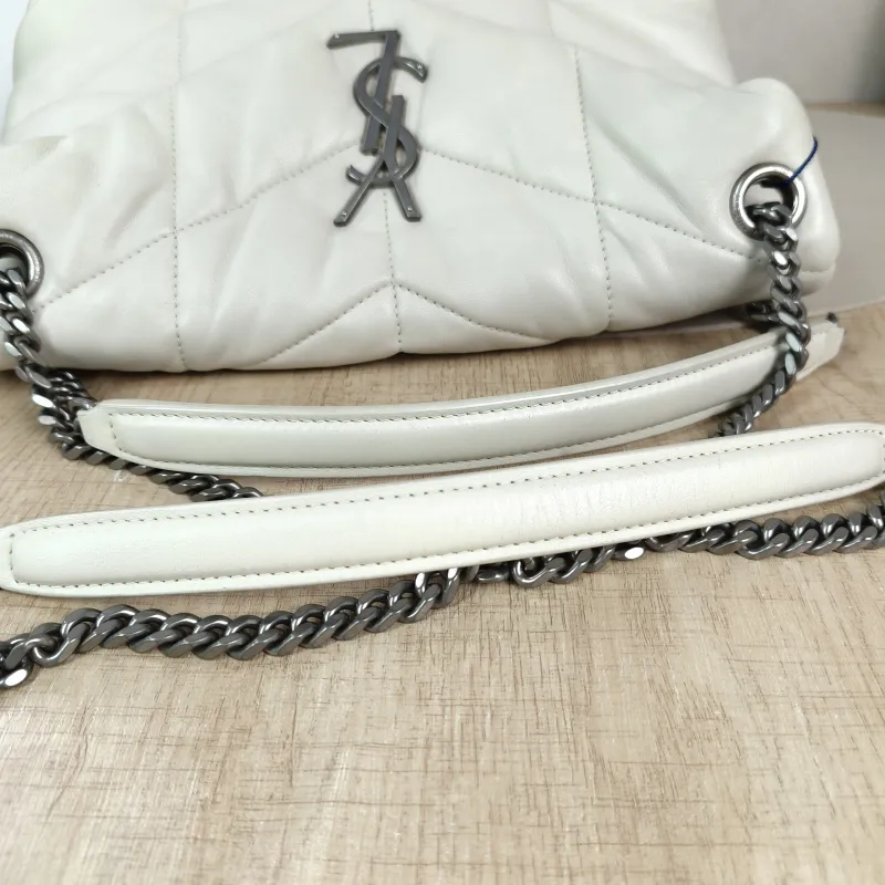 SAINT LAURENT Shoulder Bag PUFFER White Lambskin Small 29 × 11 × 17 cm — detail view 11 of 12