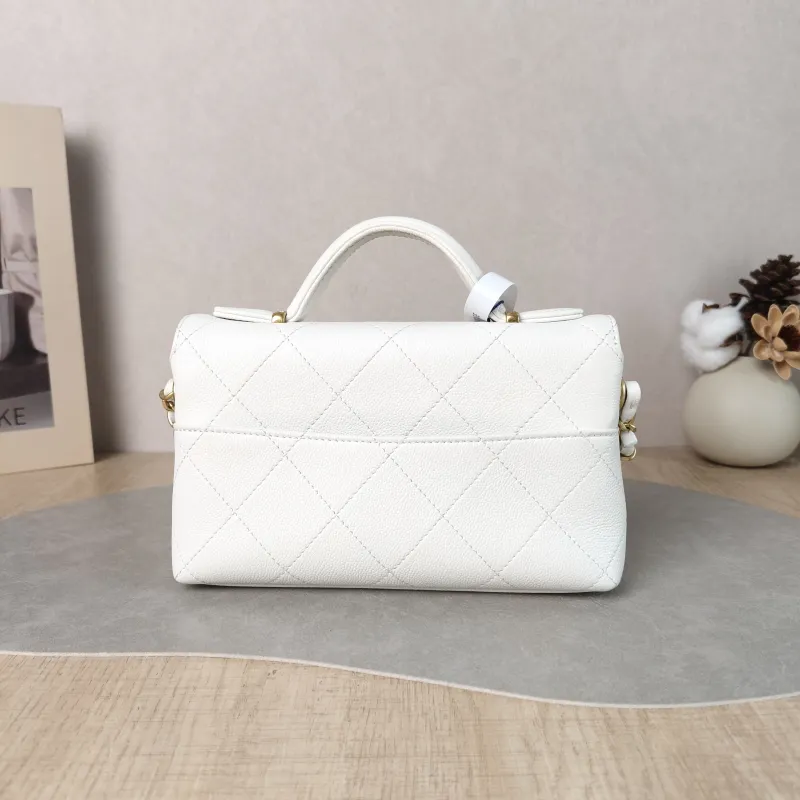 Chanel Crossbody Bag 25k cf Collection Top Handle Bag White Gold Grained Calfskin One Size 20 × 5 × 13 cm — cover view 5 of 5