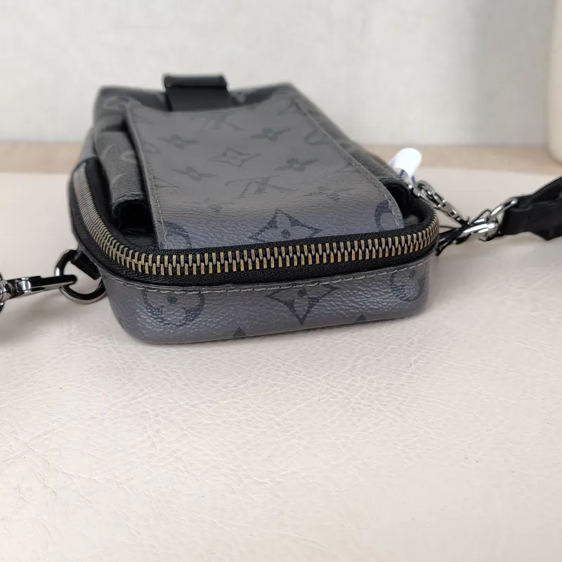 Louis Vuitton Crossbody Bag Double Phone Pouch Black Monogram PVC One Size 11 × 5 × 18 cm — detail view 6 of 10