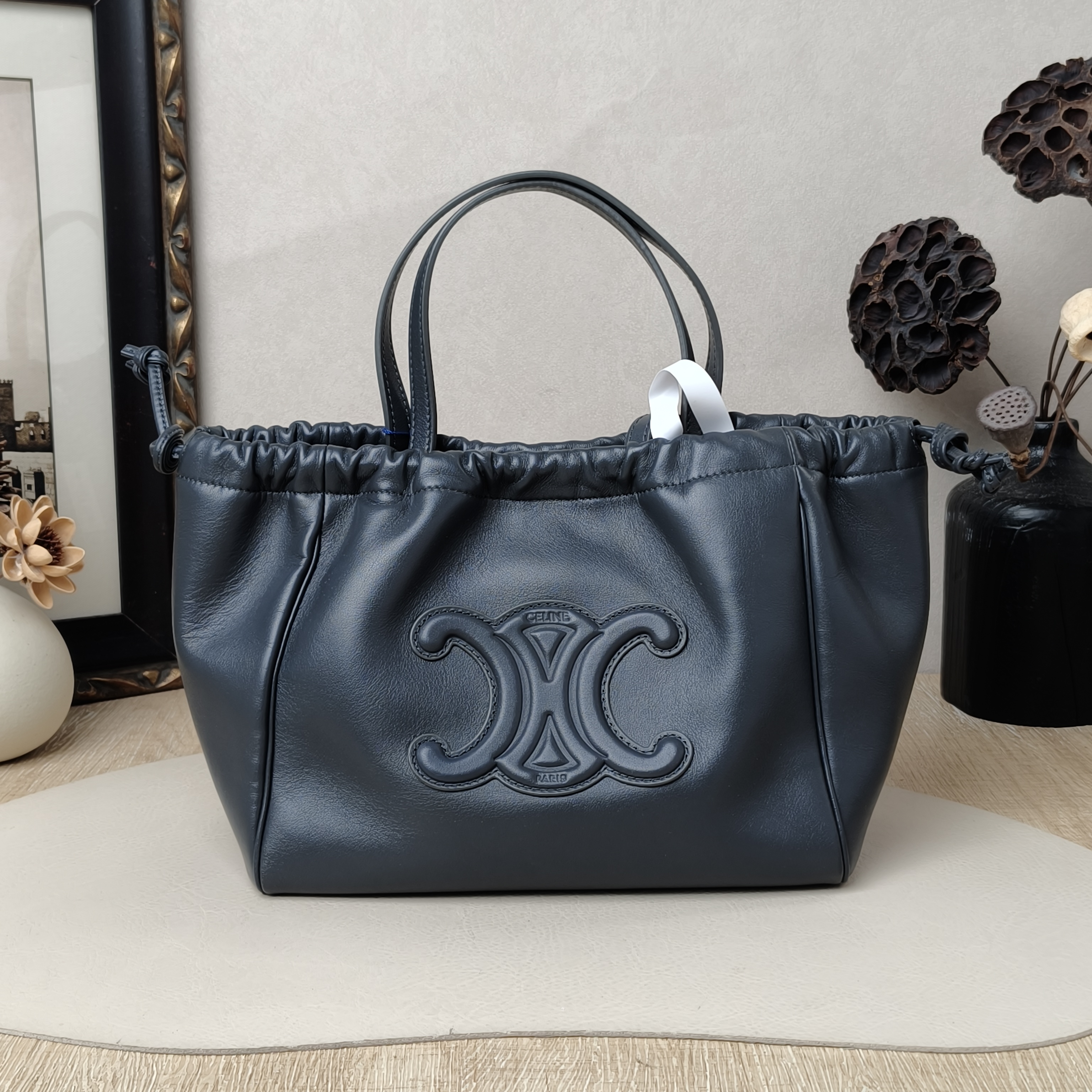 CELINE cabastriomphe Small Dark Grey Calfskin · Shoulder Strap · 22 × 15 × 17 cm