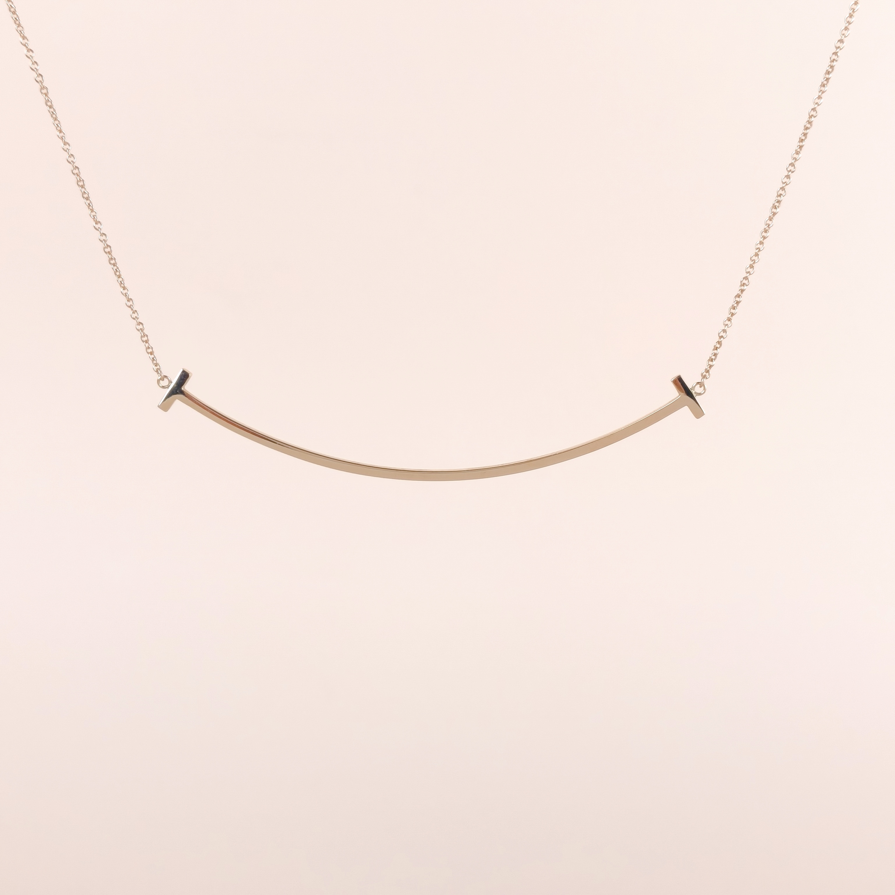 Tiffany&Co. Necklace T Collection Large Smile Necklace Rose Gold 18KR ose Gold Large45cm