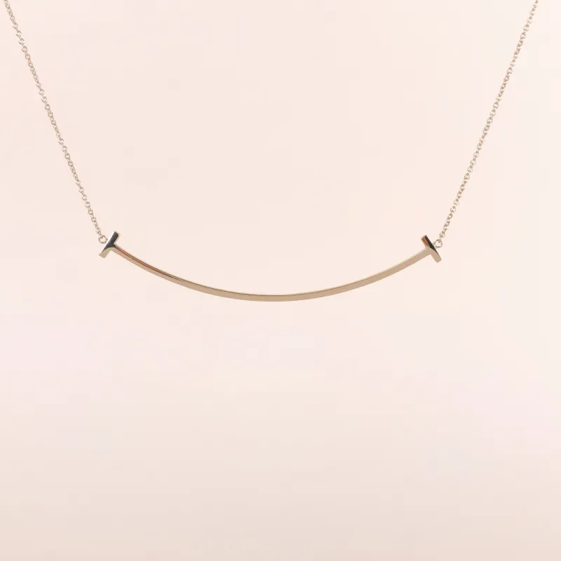 Tiffany&Co. Necklace T Collection Large Smile Necklace Rose Gold 18KR ose Gold Large45cm
