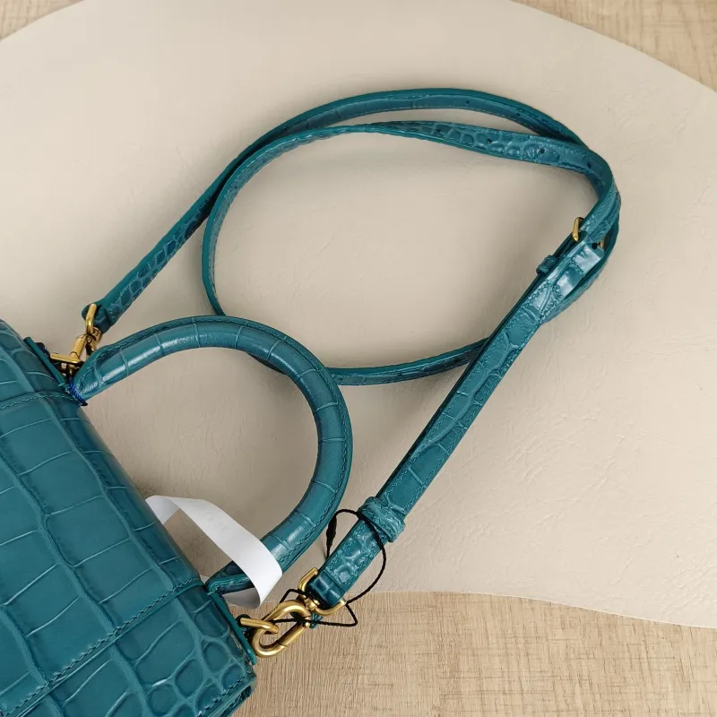 BALENCIAGA Crossbody Bag Hourglass Hourglass Bag Green Embossed Calfskin XS 19 × 8 × 13 cm — detail view 7 of 12
