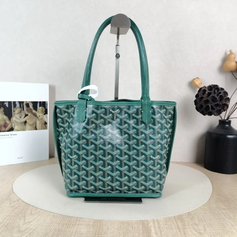 GOYARD Top Handle Bag ANJOU Shopping Tote Green PV Cmini19.5 × 9 × 19.5 cm