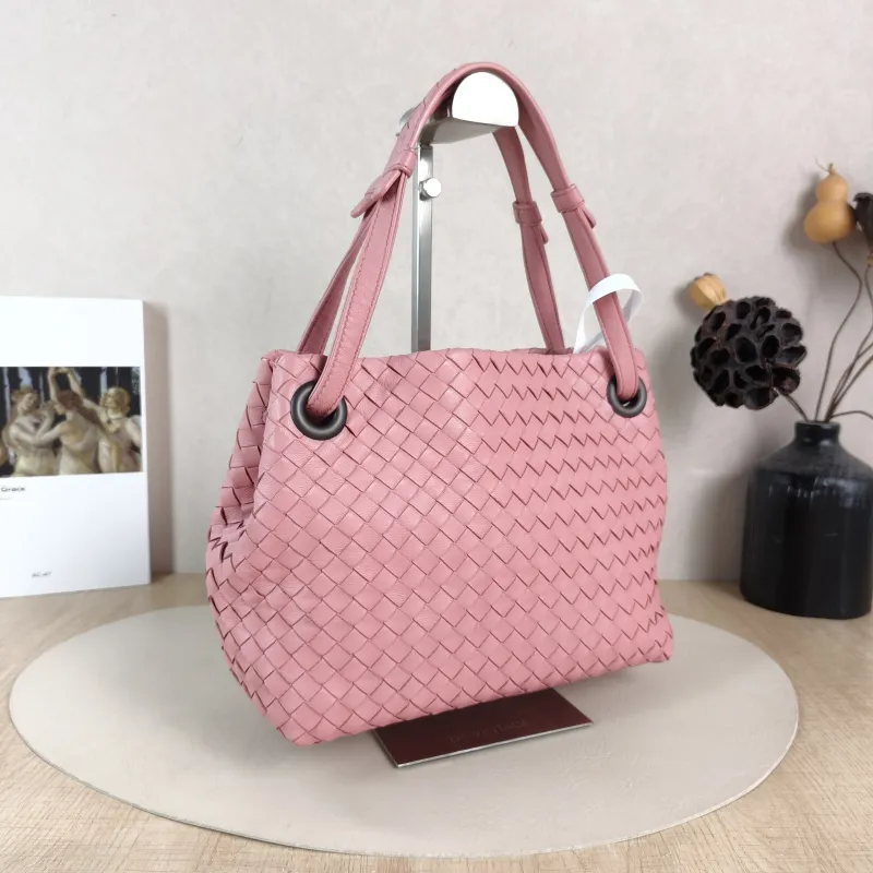 Bottega Veneta Top Handle Bag Woven Top Handle Bag Pink Lambskin One Size 24 × 10 × 20 cm — cover view 5 of 5