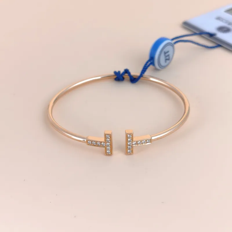 Tiffany&Co. Bangle TC ollection T 18KR ose Gold Diamond One Size 16.5cm