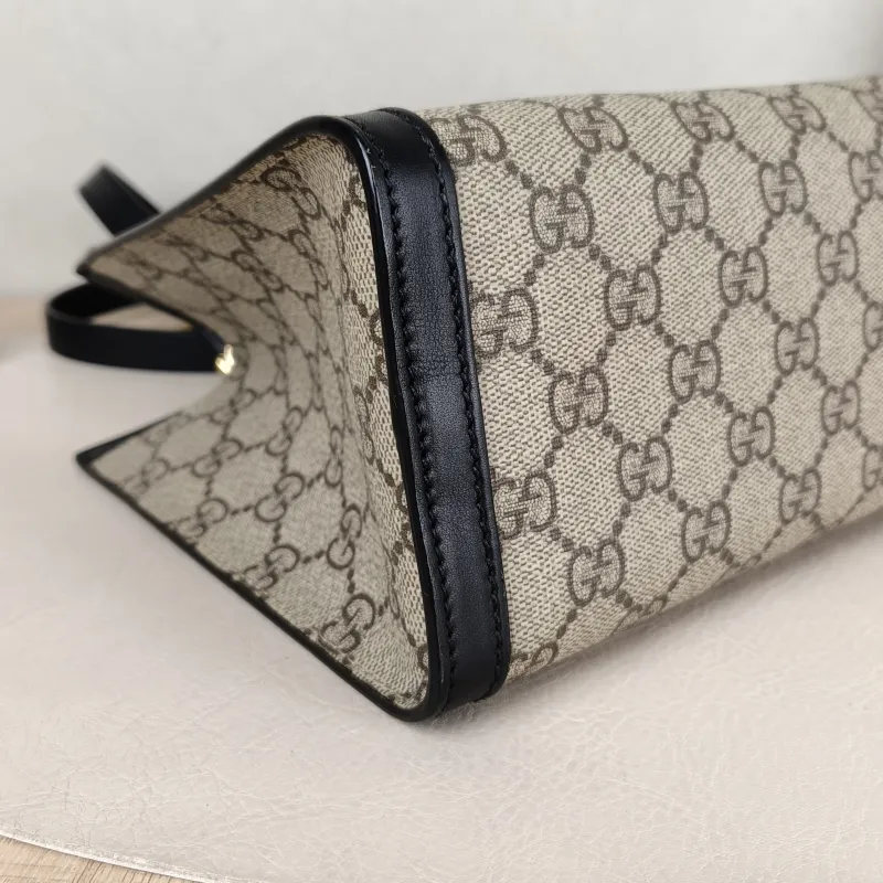 GUCCI Shoulder Bag Padlock Tote Black Monogram PVC Medium 26 × 10 × 18 cm — detail view 4 of 11
