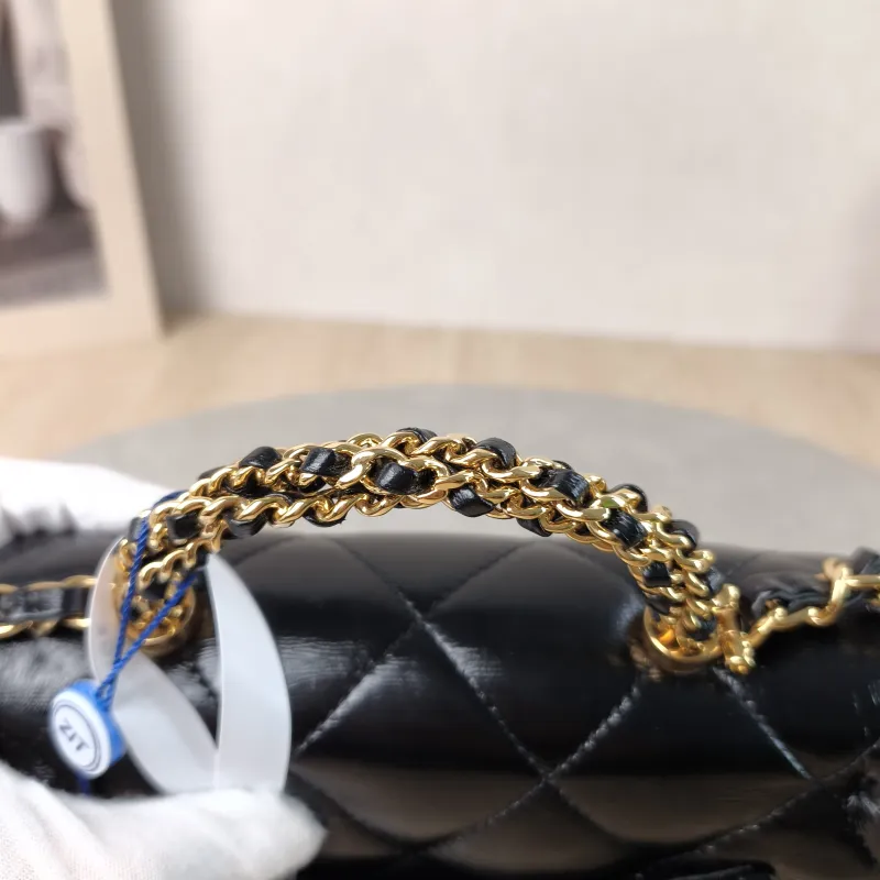 Chanel Crossbody Bag 24b Black Waxed Leather One Size 19 × 6 × 13 cm — detail view 14 of 15