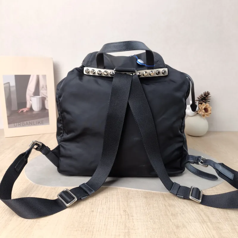 PRADA Backpack Nylon Backpack Black Nylon One Size 30 × 15 × 30 cm — cover view 3 of 5