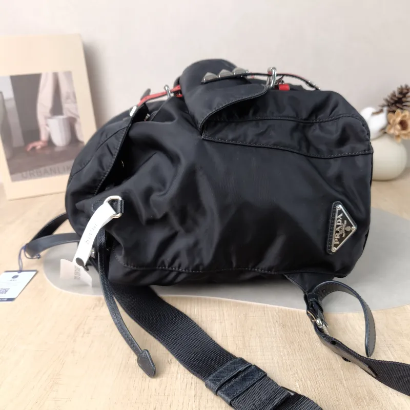 PRADA Backpack Nylon Backpack Black Nylon One Size 30 × 15 × 30 cm — detail view 9 of 14