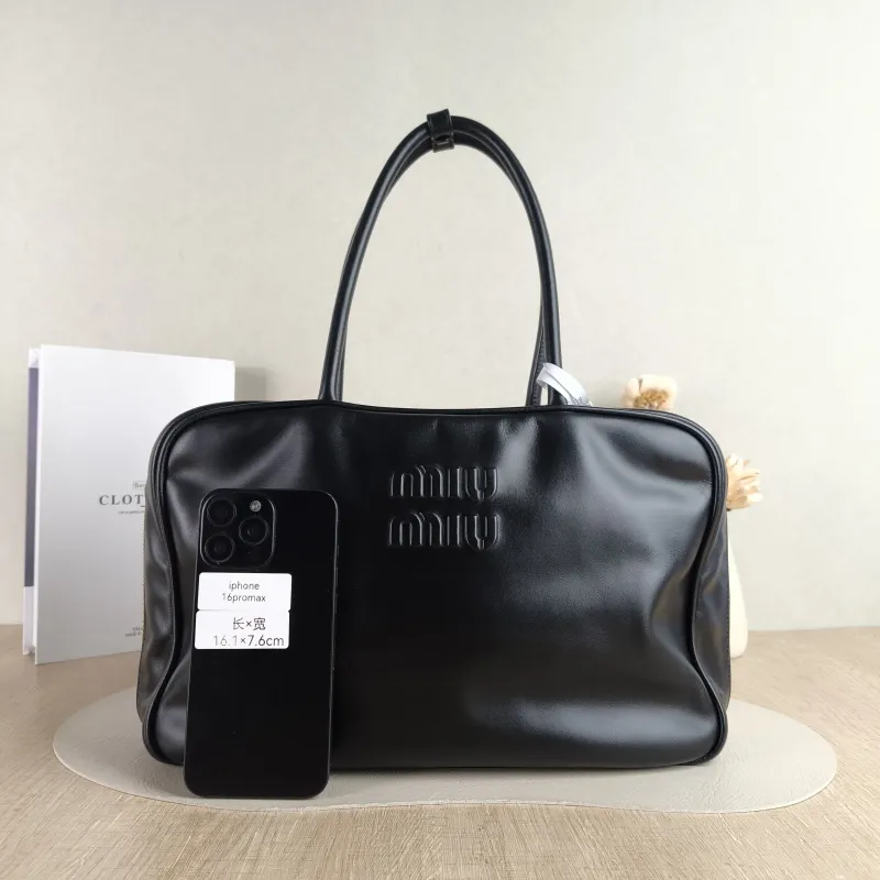 Miumiu Top Handle Bag Beau Black Calfskin Large 34 × 10 × 23 cm — cover view 2 of 5