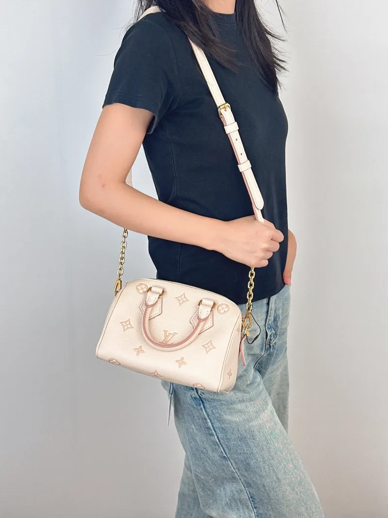 Louis Vuitton Crossbody Bag Speedy20Beige · Pink Empreinte Embossed Calfskin Small20.5 × 12 × 13.5 cm — on-model view 3 of 3