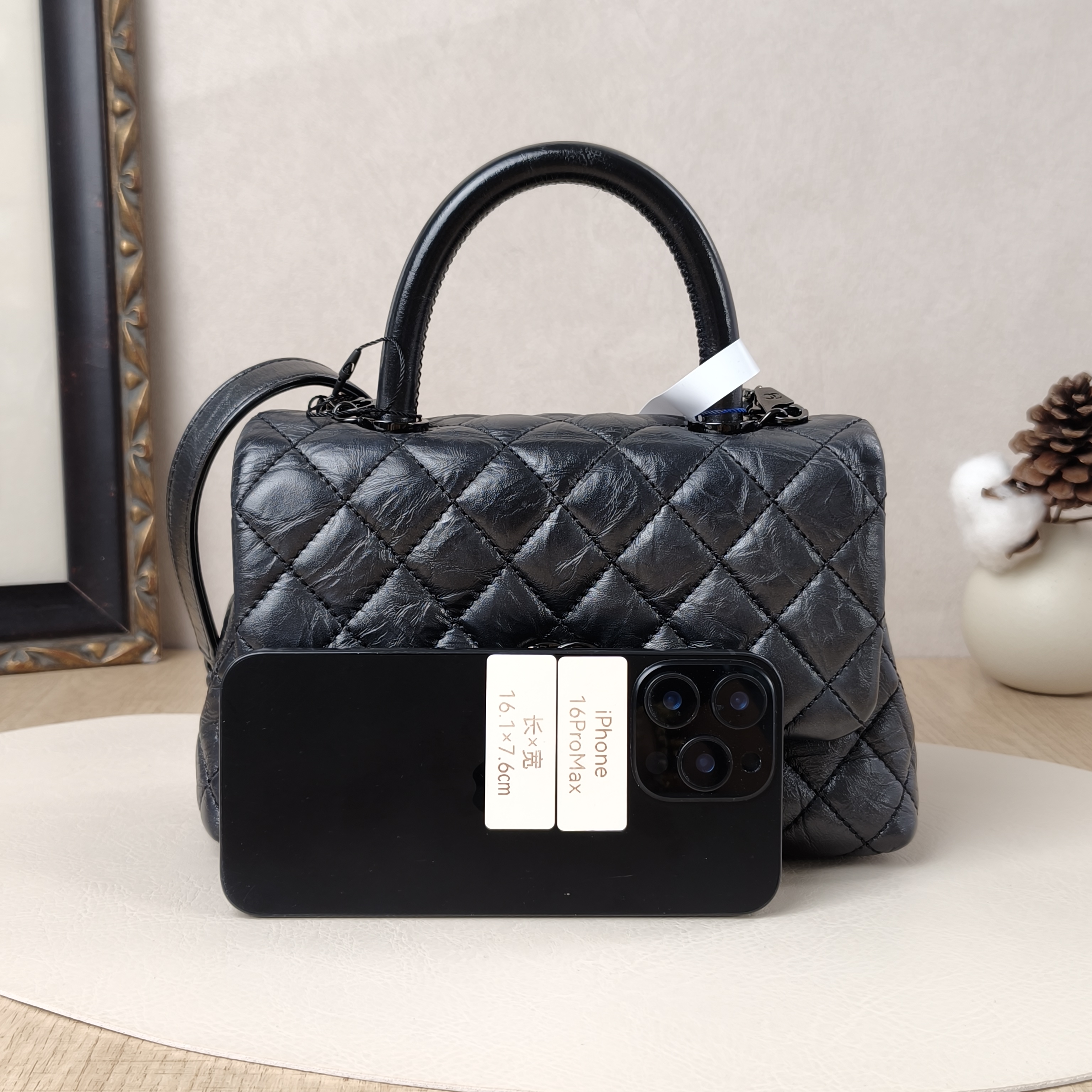 Chanel Top Handle Bag Coco Handle Grey Calfskin Small24 × 10 × 14 cm — cover view 3 of 10