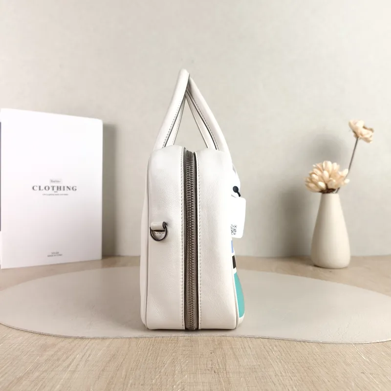 PRADA Top Handle Bag Tote Bag White Calfskin 26 × 18.5 × 16.5 cm — detail view 10 of 11