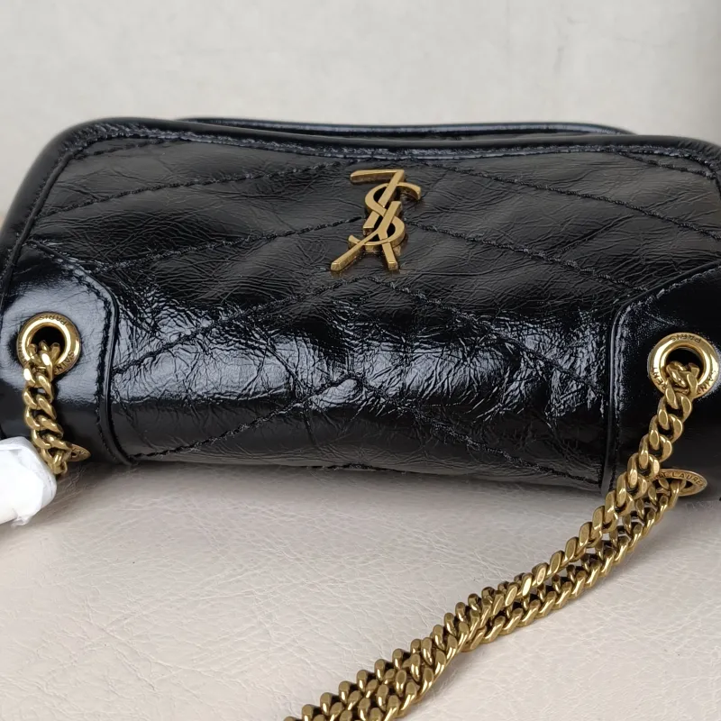 SAINT LAURENT Crossbody Bag Niki Black Waxed Leather Calfskin Mini 18 × 5 × 12.5 cm — detail view 2 of 12