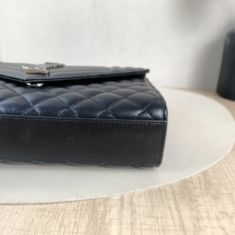 SAINT LAURENT Crossbody Bag ENVELOPE Black Calfskin Medium 24 × 6 × 17.5 cm — detail view 9 of 13