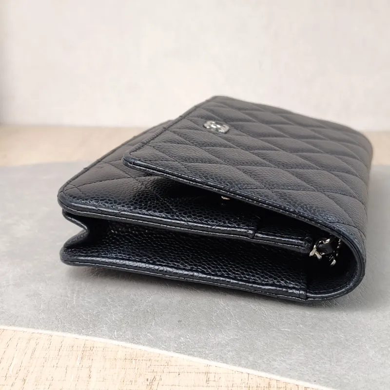 Chanel Crossbody Bag Classic Flap WOC CF WOCWOC Bag Black Grained Calfskin Mini 19.2 × 3.5 × 12.3 cm — detail view 14 of 15