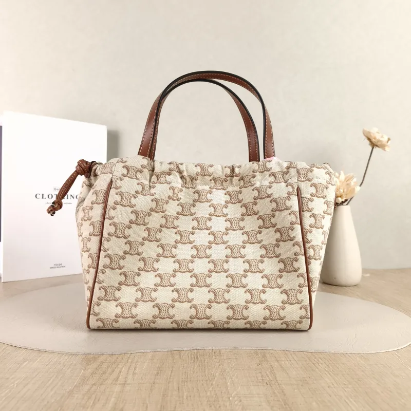 CELINE Top Handle Bag CABAS TRIOMPHE White PVC Small 22 × 15 × 17 cm — cover view 2 of 5