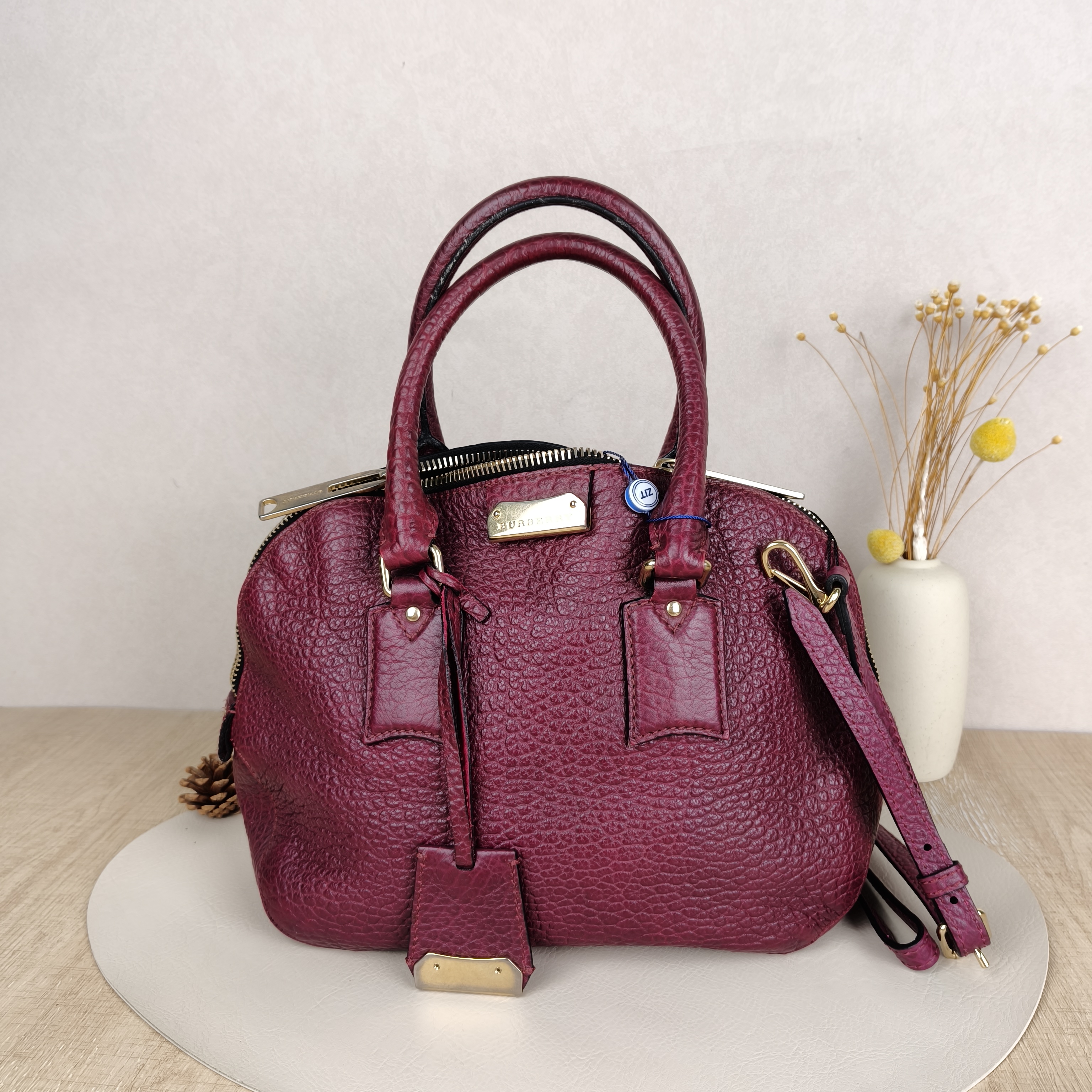 BURBERRY Top Handle Bag Tote Bag Calfskin 34 × 11.5 × 22 cm