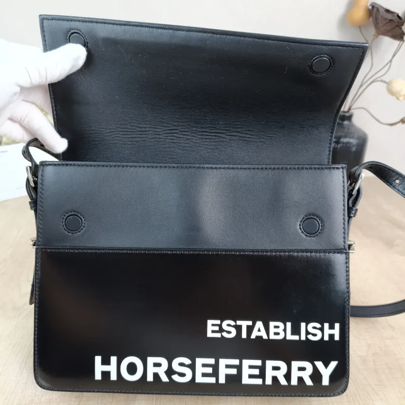 BURBERRY Shoulder Bag Shoulder Bag Black Calfskin One Size 26 × 7 × 20 cm — detail view 6 of 12