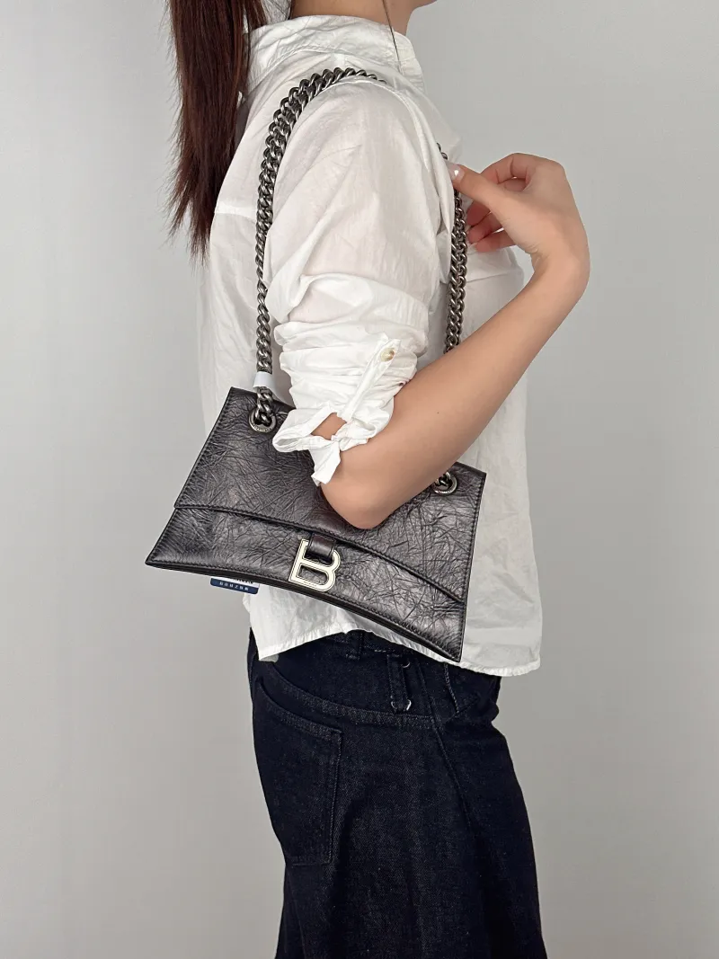 BALENCIAGA Shoulder Bag CRUSH Chain Bag Calfskin Small25 × 8 × 15 cm — on-model view 2 of 2