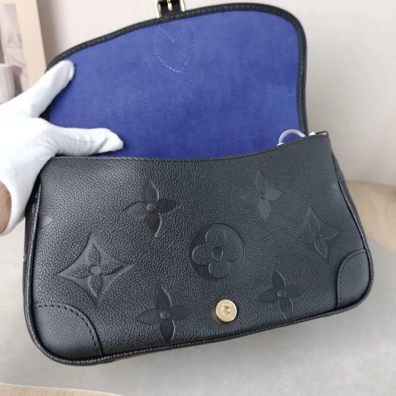 Louis Vuitton Crossbody Bag Diane Baguette Bag Black Monogram Empreinte Embossed Calfskin Small 24 × 9 × 15 cm — detail view 10 of 13