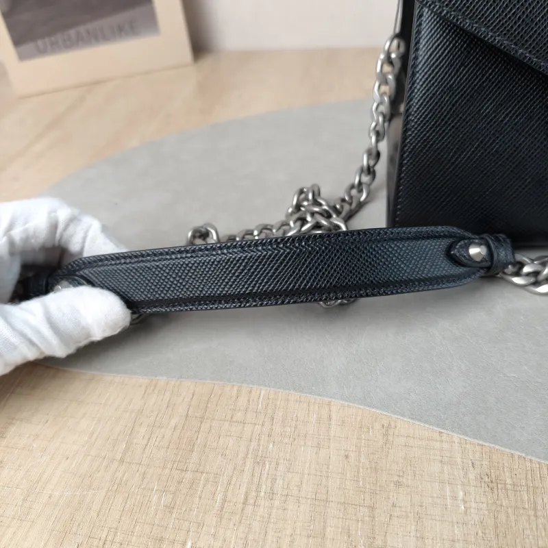 PRADA Shoulder Bag Shoulder Bag Black Calfskin One Size 24 × 12 × 17 cm — detail view 11 of 16