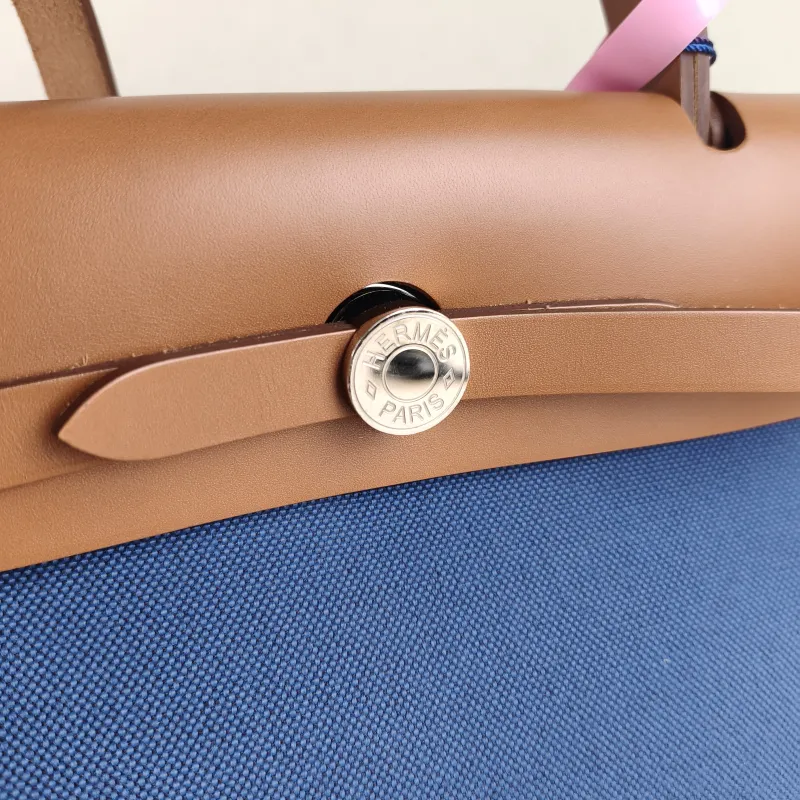 Hermès Crossbody Bag Herbag 31 Blue Caramel Canvas Medium 30.5 × 11 × 25.5 cm Y — detail view 3 of 11