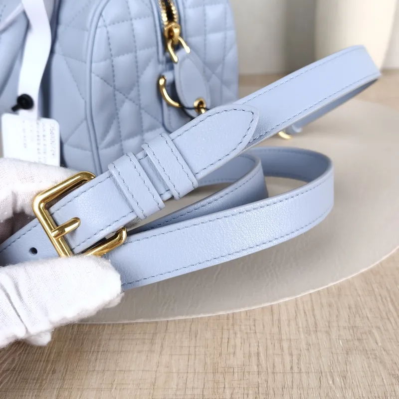 DIOR Shoulder Bag Groove 20 Top Handle Bag Blue Calfskin Small 20.5 × 12 × 13.5 cm — detail view 7 of 12