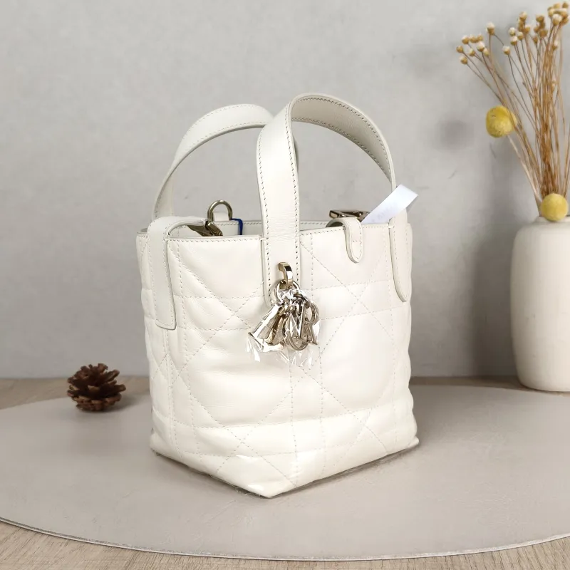 DIOR Top Handle Bag TOUJOURS Edition White Gold Calfskin Mini 13 × 12 × 15 cm — cover view 3 of 5