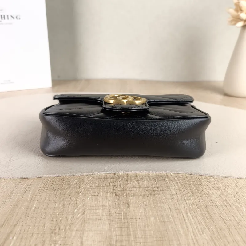GUCCI Crossbody Bag GG Marmont Mini Marmont Mini Black Calfskin Mini 16.5 × 4.5 × 9.5 cm — cover view 5 of 5